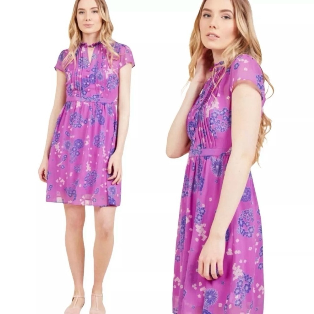 ModCloth Oh Say Can Museum A-Line Violet Floral Dress size XS
